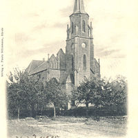 Bild vergrern: Das Bild zeigt eine historische Stadtansicht der Pauluskirche.