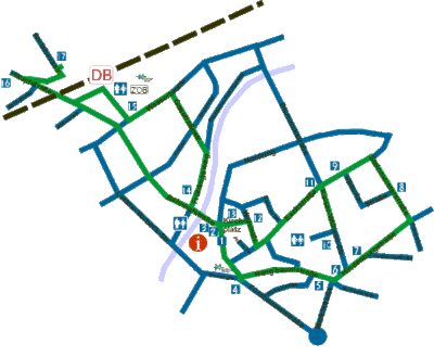 Bild vergrern: Das Bild zeigt den Stadtplan fr den historischen Stadtrundgang.